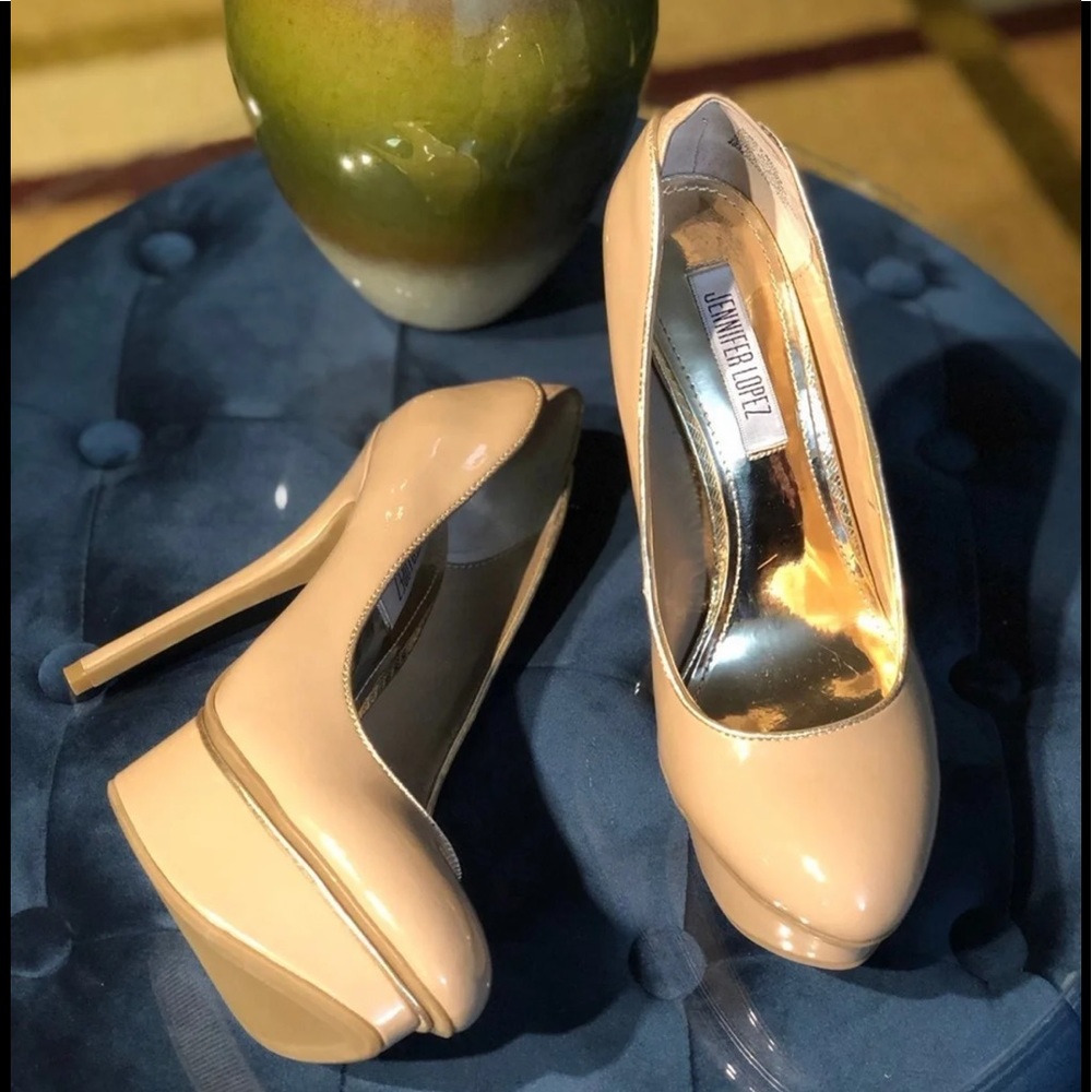 JLo Caliente nude platform heels 8